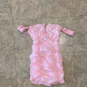 Fashion nova Ruched V cut bust Minidress with ruffle hem